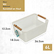 Discountershop Opbergmand met Houten Handvat – 6L Kunststof Opbergmand – Keukenkast Organizer, Kledingkast Organizer, Opbergmand Speelgoed Kinderkamer