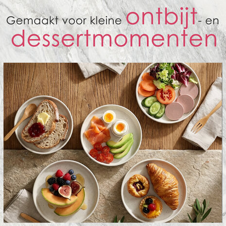 Discountershop Ontbijtborden & Gebaksbordjes Keramiek Ø20 cm – Crème Dessertborden, Vaatwasser- en Magnetronbestendig Servies voor Keuken