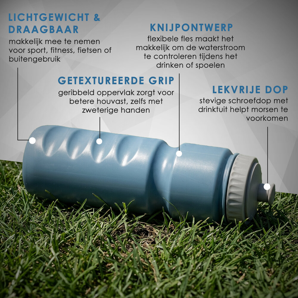 Discountershop Fiets Bidon 750ml BPA-vrij – Sportdrankfles voor Wielrennen, MTB en Fitness, Fietsbidon Zonder Plastic Smaak – Sky Blauw