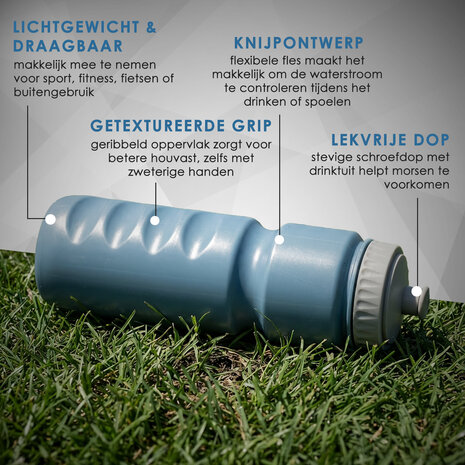 Discountershop Fiets Bidon 750ml BPA-vrij – Sportdrankfles voor Wielrennen, MTB en Fitness, Fietsbidon Zonder Plastic Smaak – Sky Blauw