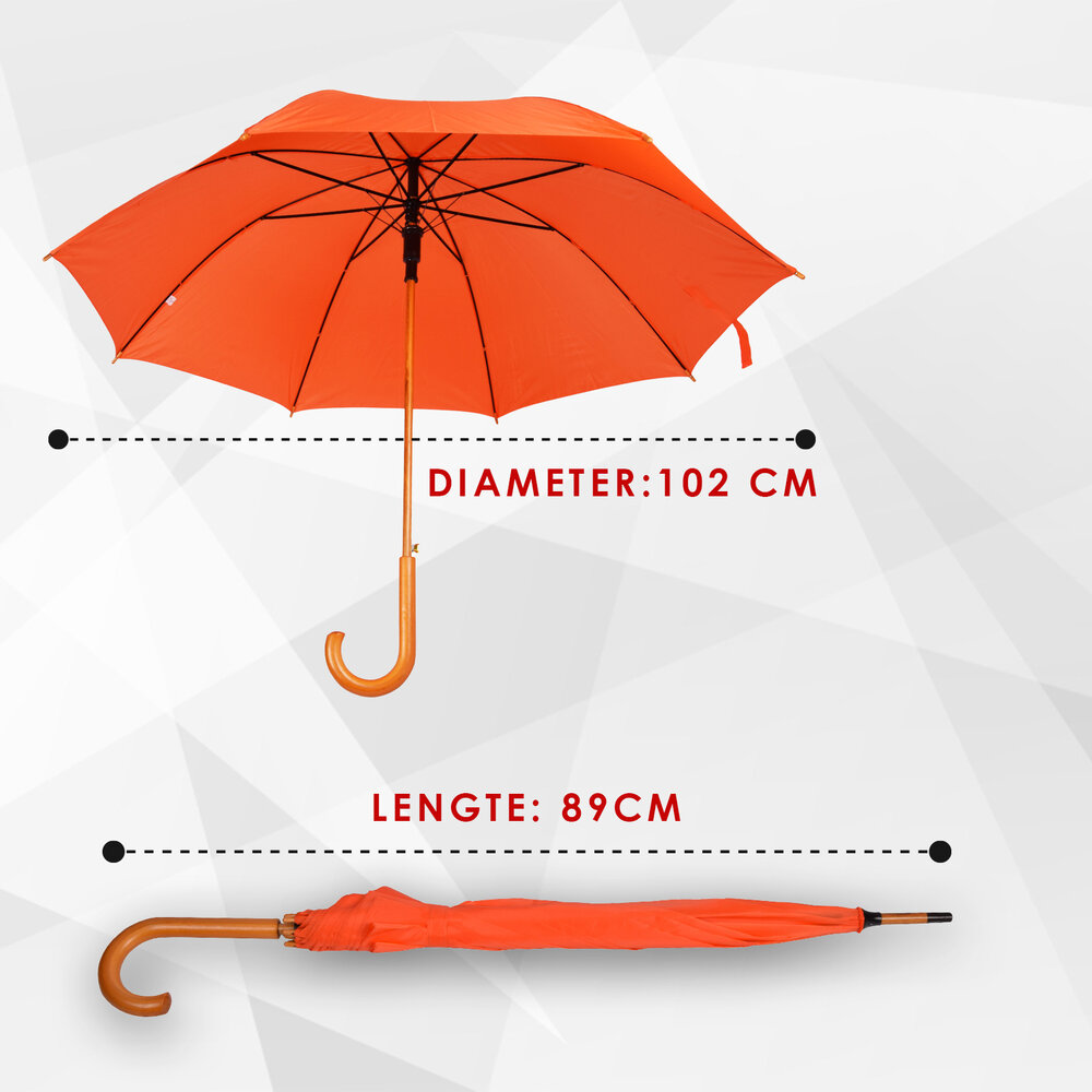 Discountershop Oranje Automatische Paraplu 102 cm – Windbestendige Paraplu voor Volwassenen | Grote Sterke Regenparaplu met Snelle Openknop