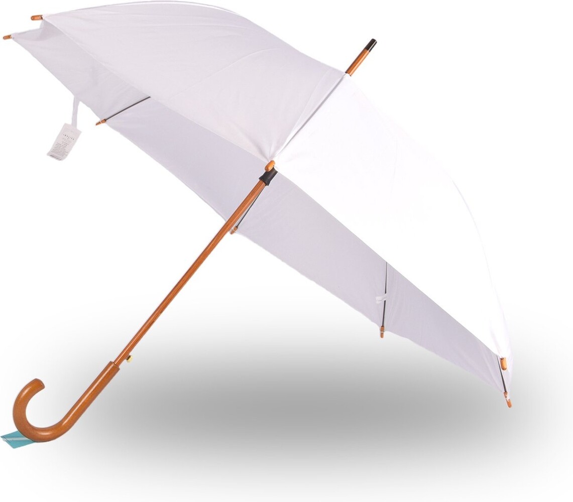 Discountershop Large White Umbrella 98 cm – Strong Windproof Umbrella for Women and Men, Lightweight Folding Umbrella with UV Protection