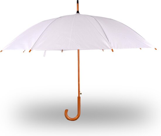 Discountershop Grote Witte Paraplu 98 cm – Stevige Winddichte Dames en Heren Paraplu, Lichtgewicht Opvouwbare Paraplu met UV Bescherming