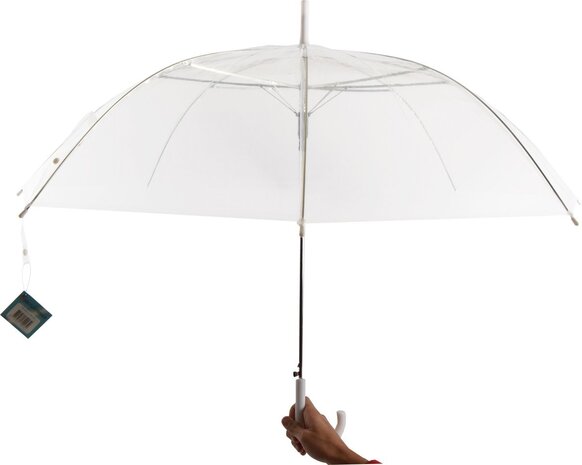 Discountershop Doorzichtige Paraplu Bruiloft 100cm – Transparante Trouwparaplu Groot, Sterke Windbestendige Paraplu voor Bruid en Gasten