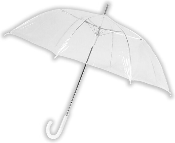 Discountershop Doorzichtige Paraplu Bruiloft 100cm – Transparante Trouwparaplu Groot, Sterke Windbestendige Paraplu voor Bruid en Gasten