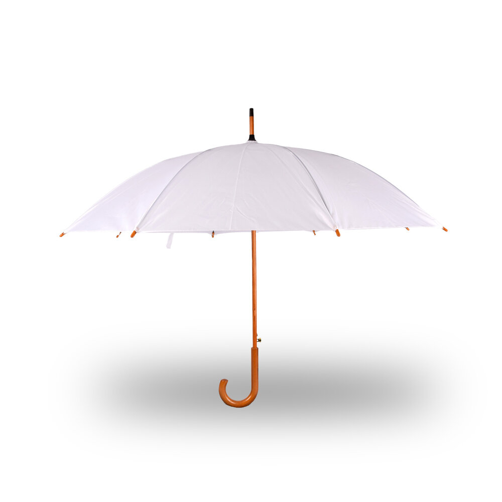 Discountershop Umbrella with Wooden Handle 98 cm Diameter – White Vanilla | Automatic & Windproof – Unisex