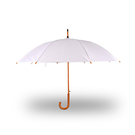 Discountershop Umbrella with Wooden Handle 98 cm Diameter – White Vanilla | Automatic & Windproof – Unisex