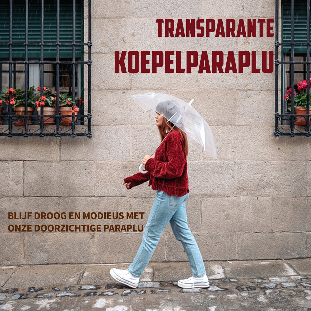 Discountershop Doorzichtige Paraplu Bruiloft 100cm – Transparante Trouwparaplu Groot, Sterke Windbestendige Paraplu voor Bruid en Gasten
