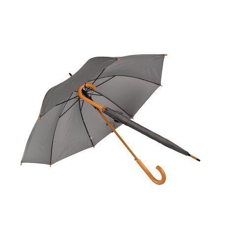 Discountershop Gray Automatic Folding Umbrella for Adults - 98 cm Diameter – Windproof Compact Umbrella with Wooden Handle Discountershop Gray Automatic Folding Umbrella for Adults - 98 cm Diameter – Windproof Compact Umbrella with Wooden Handle