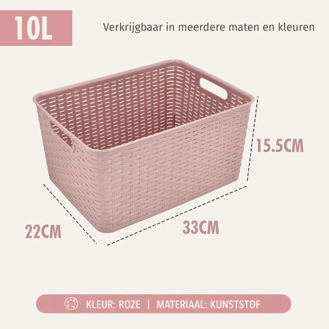Discountershop Storage Basket 10L Plastic Pink – Rattan Look Storage Box & Storage Bin – Kitchen Cabinet and Closet Organizer – Stackable Storage Basket Discountershop Storage Basket 10L Plastic Pink – Rattan Look Storage Box & Storage Bin – Kitchen Cabinet and Closet Organizer – Stackable Storage Basket