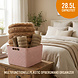 Discountershop Storage Basket 28.5L Plastic Pink – Rattan Look Wicker Style – Storage Box & Storage Bin – Kids Room Toy Storage Basket – Kitchen Cabinet Organizer & Closet Organizer – Stackable Storage Basket