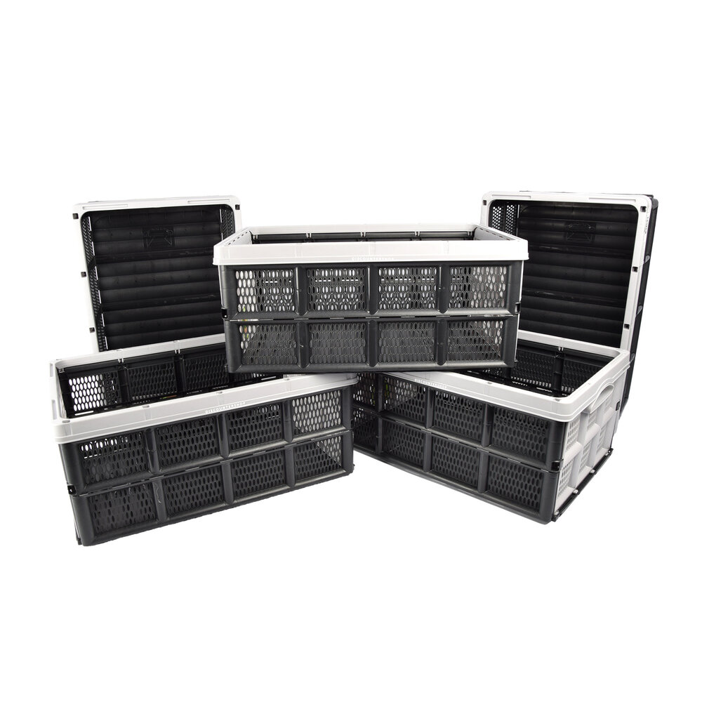 Discountershop Foldable Storage Crate 32L Black White - Collapsible Grocery Crate with Handles - Recycled Plastic Storage Box for Home, Camping, DIY and Travel Discountershop Foldable Storage Crate 32L Black White - Collapsible Grocery Crate with Handles - Recycled Plastic Storage Box for Home, Camping, DIY and Travel