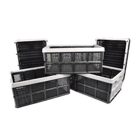 Discountershop Opvouwbaar Vouwkrat 32L Zwart Wit - Inklapbare Boodschappenkrat met Handgrepen - Gerecycled Plastic Opbergkrat voor Thuis, Kamperen en Klussen Discountershop Opvouwbaar Vouwkrat 32L Zwart Wit - Inklapbare Boodschappenkrat met Handgrepen - Gerecycled Plastic Opbergkrat voor Thuis, Kamperen en Klussen