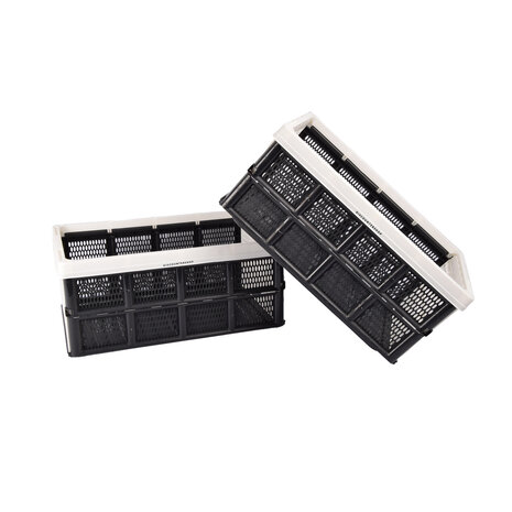 Discountershop Vouwkrat met Soft-touch Handgrepen  | Wit Plastic | L50cm x B21cm x H33cm | Stapelbare Opbergmand voor Badkamer, Keuken, Kantoor | 32 Liter | Eenvoudig in Gebruik en Opslag Waardevolle items