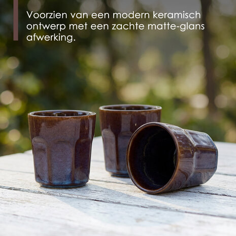 Discountershop Koffiebeker Aardewerk 200 ml – Keramische Beker Zonder Oor voor Lungo, Cappuccino, Espresso en Thee – Blauw-Bruin Discountershop Koffiebeker Aardewerk 200 ml – Keramische Beker Zonder Oor voor Lungo, Cappuccino, Espresso en Thee – Blauw-Bruin