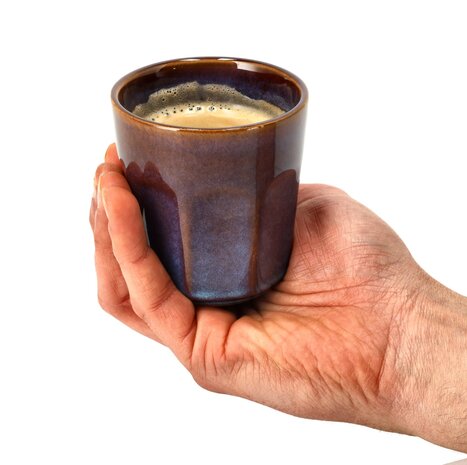 Discountershop Earthenware Coffee Mug 200 ml – Ceramic Cup Without Handle for Lungo, Cappuccino, Espresso and Tea – Blue-Brown