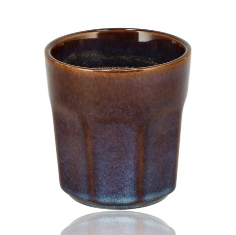 Discountershop Earthenware Coffee Mug 200 ml – Ceramic Cup Without Handle for Lungo, Cappuccino, Espresso and Tea – Blue-Brown