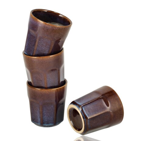 Discountershop Koffiebeker Aardewerk 200 ml – Keramische Beker Zonder Oor voor Lungo, Cappuccino, Espresso en Thee – Blauw-Bruin Discountershop Koffiebeker Aardewerk 200 ml – Keramische Beker Zonder Oor voor Lungo, Cappuccino, Espresso en Thee – Blauw-Bruin