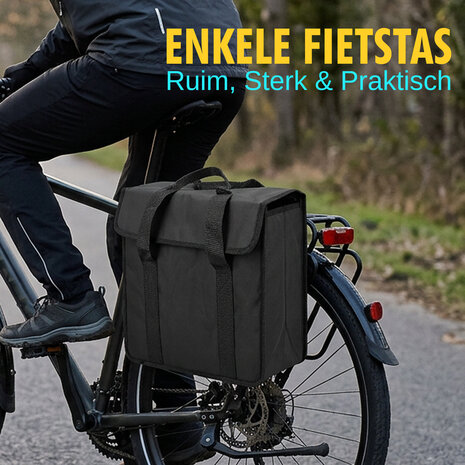 Discountershop Single Bicycle Pannier Black – 20L – Bike Bag with Reflective Strips – Water-Resistant – Universal Mounting
