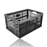 Discountershop Folding Crate 32L Black – Collapsible Shopping Crate 18 kg