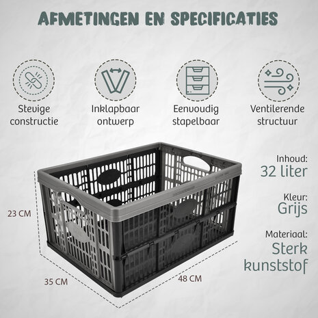 Discountershop Vouwkrat 32 Liter – Belastbaar tot 18 KG – Opvouwbare Kratten – Inklapbare Boodschappenkrat – Stapelbaar – 48x35x23 cm – Zwart Discountershop Vouwkrat 32 Liter – Belastbaar tot 18 KG – Opvouwbare Kratten – Inklapbare Boodschappenkrat – Stapelbaar – 48x35x23 cm – Zwart