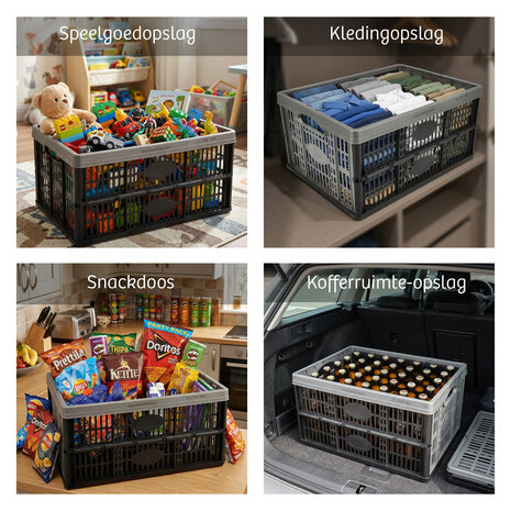 Discountershop Folding Crate 32 Liter – Load Capacity up to 18 kg – Foldable Crates – Collapsible Shopping Crate – Stackable – 48 x 35 x 23 cm – Black Discountershop Folding Crate 32 Liter – Load Capacity up to 18 kg – Foldable Crates – Collapsible Shopping Crate – Stackable – 48 x 35 x 23 cm – Black