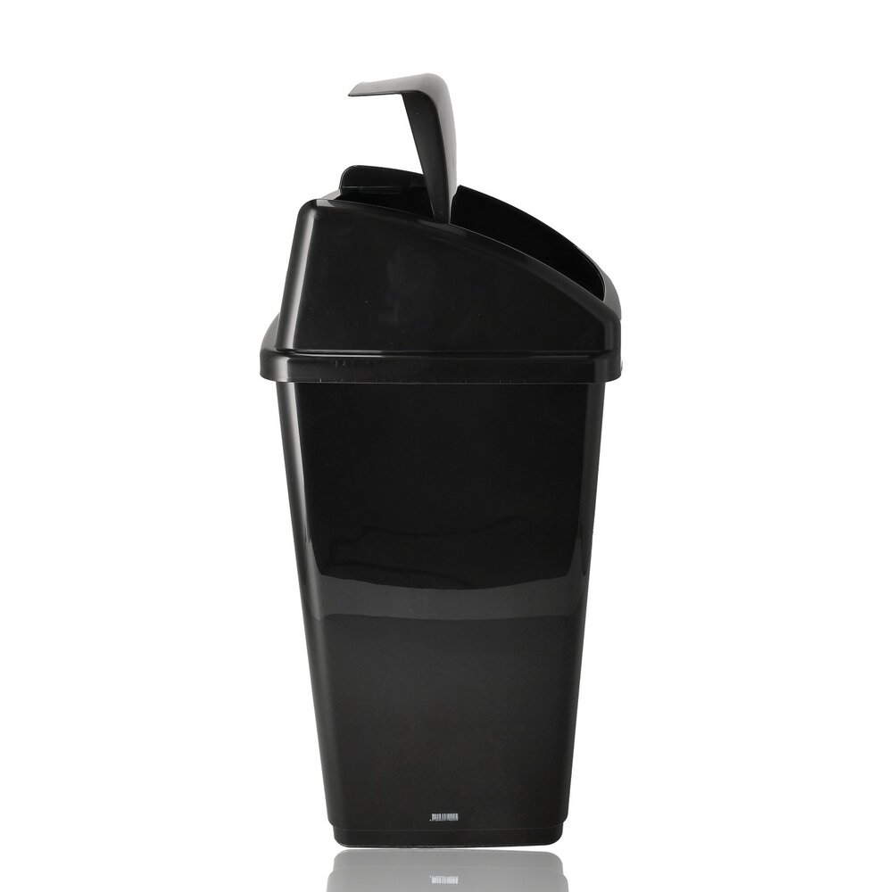 Discountershop Prullenbak 30 Liter Zwart met Deksel – Kunststof Afvalbak voor Keuken, Afvalscheiding, Binnen & Buiten