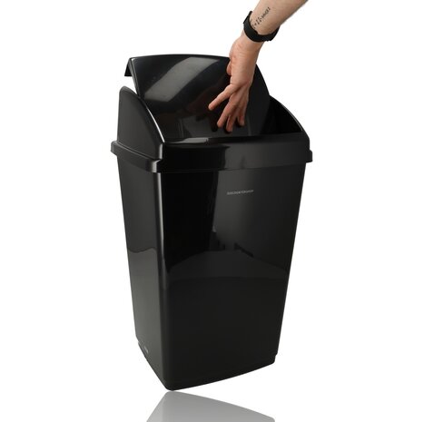 Discountershop 30 Liter Black Trash Can with Lid – Plastic Kitchen Waste Bin for Recycling, Indoor & Outdoor Use Discountershop 30 Liter Black Trash Can with Lid – Plastic Kitchen Waste Bin for Recycling, Indoor & Outdoor Use