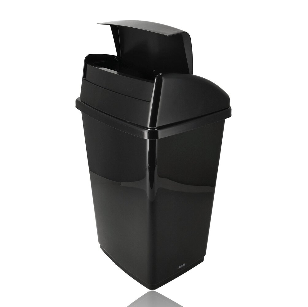 Discountershop Prullenbak 30 Liter Zwart met Deksel – Kunststof Afvalbak voor Keuken, Afvalscheiding, Binnen & Buiten
