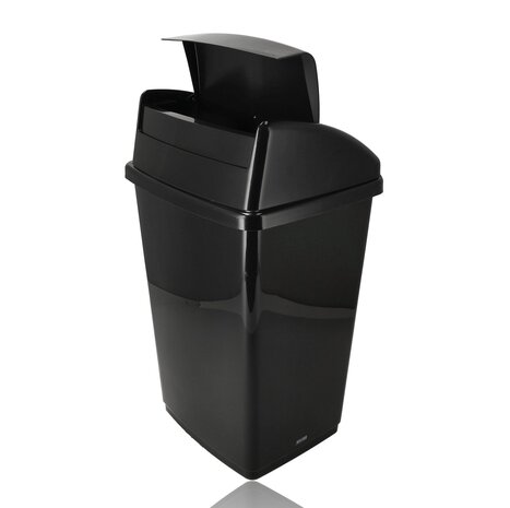 Discountershop 30 Liter Black Trash Can with Lid – Plastic Kitchen Waste Bin for Recycling, Indoor & Outdoor Use Discountershop 30 Liter Black Trash Can with Lid – Plastic Kitchen Waste Bin for Recycling, Indoor & Outdoor Use