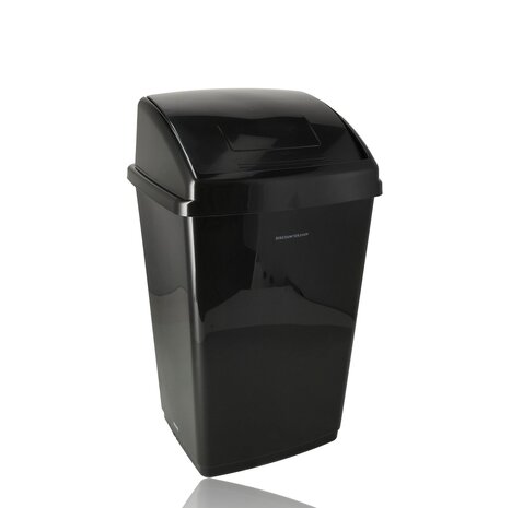 Discountershop Prullenbak 30 Liter Zwart met Deksel – Kunststof Afvalbak voor Keuken, Afvalscheiding, Binnen & Buiten