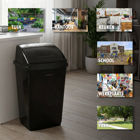 Discountershop 30 Liter Black Trash Can with Lid – Plastic Kitchen Waste Bin for Recycling, Indoor & Outdoor Use Discountershop 30 Liter Black Trash Can with Lid – Plastic Kitchen Waste Bin for Recycling, Indoor & Outdoor Use