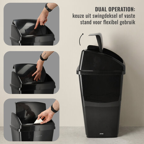 Discountershop 30 Liter Black Trash Can with Lid – Plastic Kitchen Waste Bin for Recycling, Indoor & Outdoor Use Discountershop 30 Liter Black Trash Can with Lid – Plastic Kitchen Waste Bin for Recycling, Indoor & Outdoor Use