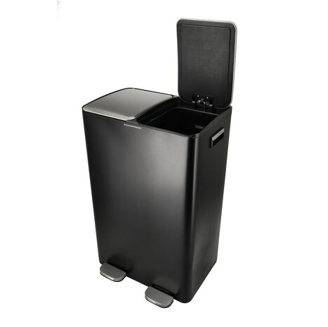 Discountershop 60-Litre Pedal Bin – 2x30L Waste Separation Bin – Black Stainless Steel Bin – Soft-Close – Double Bin with Two Compartments Discountershop 60-Litre Pedal Bin – 2x30L Waste Separation Bin – Black Stainless Steel Bin – Soft-Close – Double Bin with Two Compartments