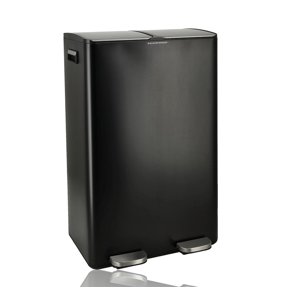 Discountershop Pedaalemmer 60 Liter - 2x30L Afvalscheiding – Prullenmand RVS Zwart – Soft Close – Dubbele Prullenbakken met Twee Vakken Discountershop Pedaalemmer 60 Liter - 2x30L Afvalscheiding – Prullenmand RVS Zwart – Soft Close – Dubbele Prullenbakken met Twee Vakken