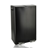 Discountershop 60-Litre Pedal Bin – 2x30L Waste Separation Bin – Black Stainless Steel Bin