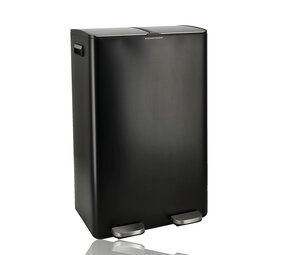 Discountershop Pedaalemmer 60 Liter - 2x30L Afvalscheiding – Prullenmand RVS Zwart