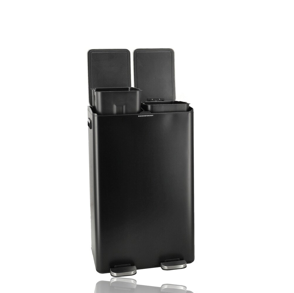 Discountershop 60-Litre Pedal Bin – 2x30L Waste Separation Bin – Black Stainless Steel Bin – Soft-Close – Double Bin with Two Compartments Discountershop 60-Litre Pedal Bin – 2x30L Waste Separation Bin – Black Stainless Steel Bin – Soft-Close – Double Bin with Two Compartments