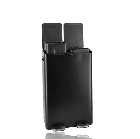 Discountershop 60-Litre Pedal Bin – 2x30L Waste Separation Bin – Black Stainless Steel Bin – Soft-Close – Double Bin with Two Compartments Discountershop 60-Litre Pedal Bin – 2x30L Waste Separation Bin – Black Stainless Steel Bin – Soft-Close – Double Bin with Two Compartments