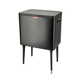 Discountershop Prullenbak 35L Zwart met Push Deksel – Afvalbak op Poten