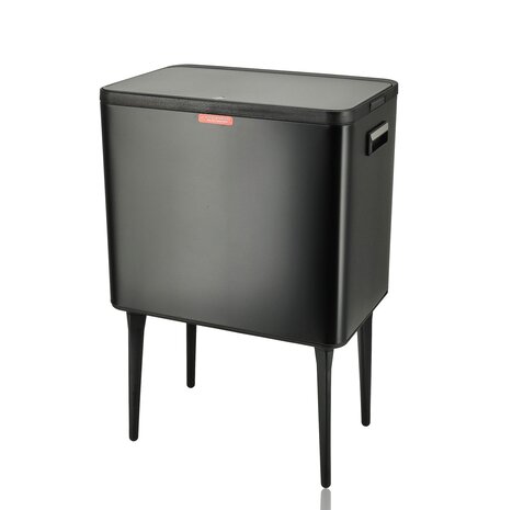 Discountershop Prullenbak 35 Liter Zwart met Push Deksel – Verhoogde Afvalbak op Poten voor Keuken en Huishouden