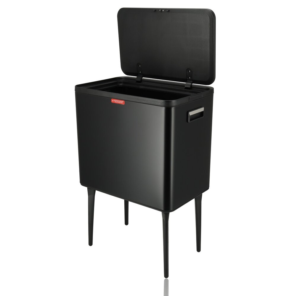 Discountershop 35 Liter Black Trash Can with Push Lid – Raised Waste Bin on Legs for Kitchen and Household Use Discountershop 35 Liter Black Trash Can with Push Lid – Raised Waste Bin on Legs for Kitchen and Household Use