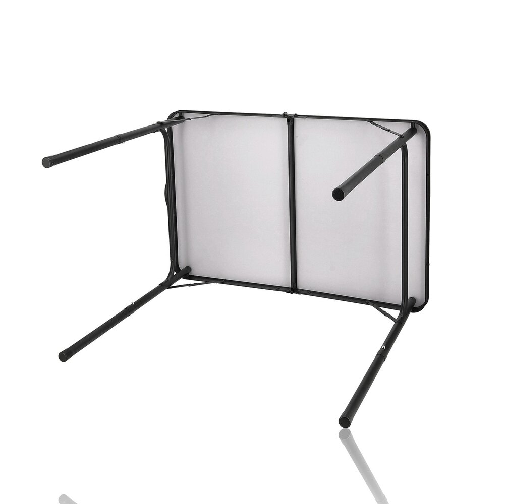 Discountershop Klaptafel 90x60 cm - Inklapbare Campingtafel met Verstelbare Hoogte 40/70 cm - Opvouwbare Vouwtafel Houtlook met Handvat - Belastbaar tot 30 kg - Voor Camping, Balkon, Picknick, Tuin en Caravan