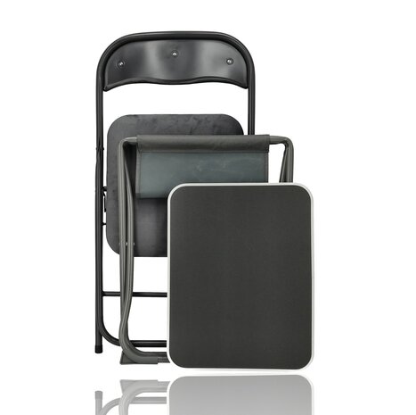 Discountershop Campingstoel opvouwbaar met inklapbare tafel - 1-persoons camping set met klapstoel, bijzettafel en handvat