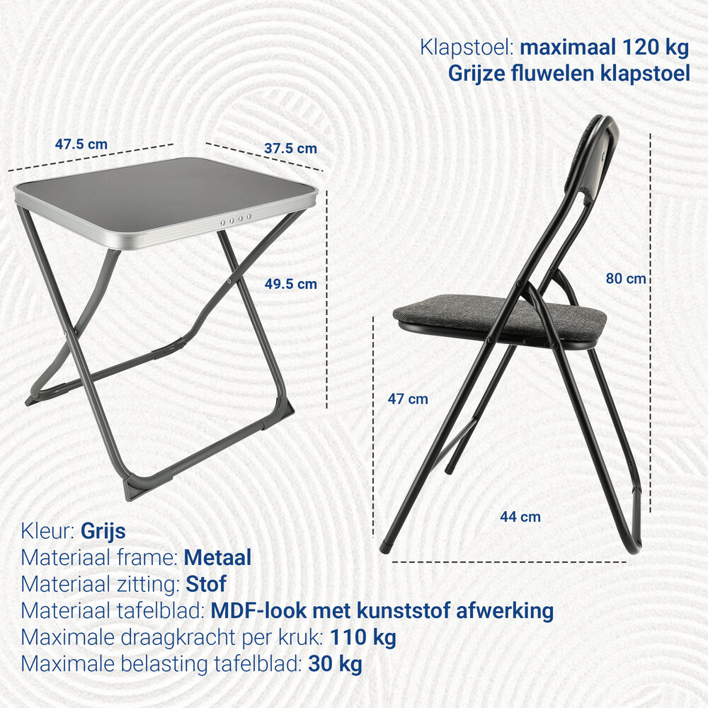Discountershop Folding Camping Chair with Table - 1-Person Set with Foldable Chair, 2-in-1 Stool Table and Carry Handle