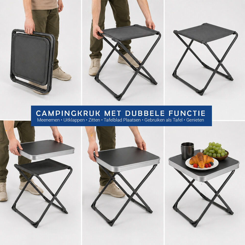 Discountershop Foldable Camping Table 47.5x37.5 cm - Mini Folding Table with Carry Handle, 49.5 cm Height and 30 kg Load