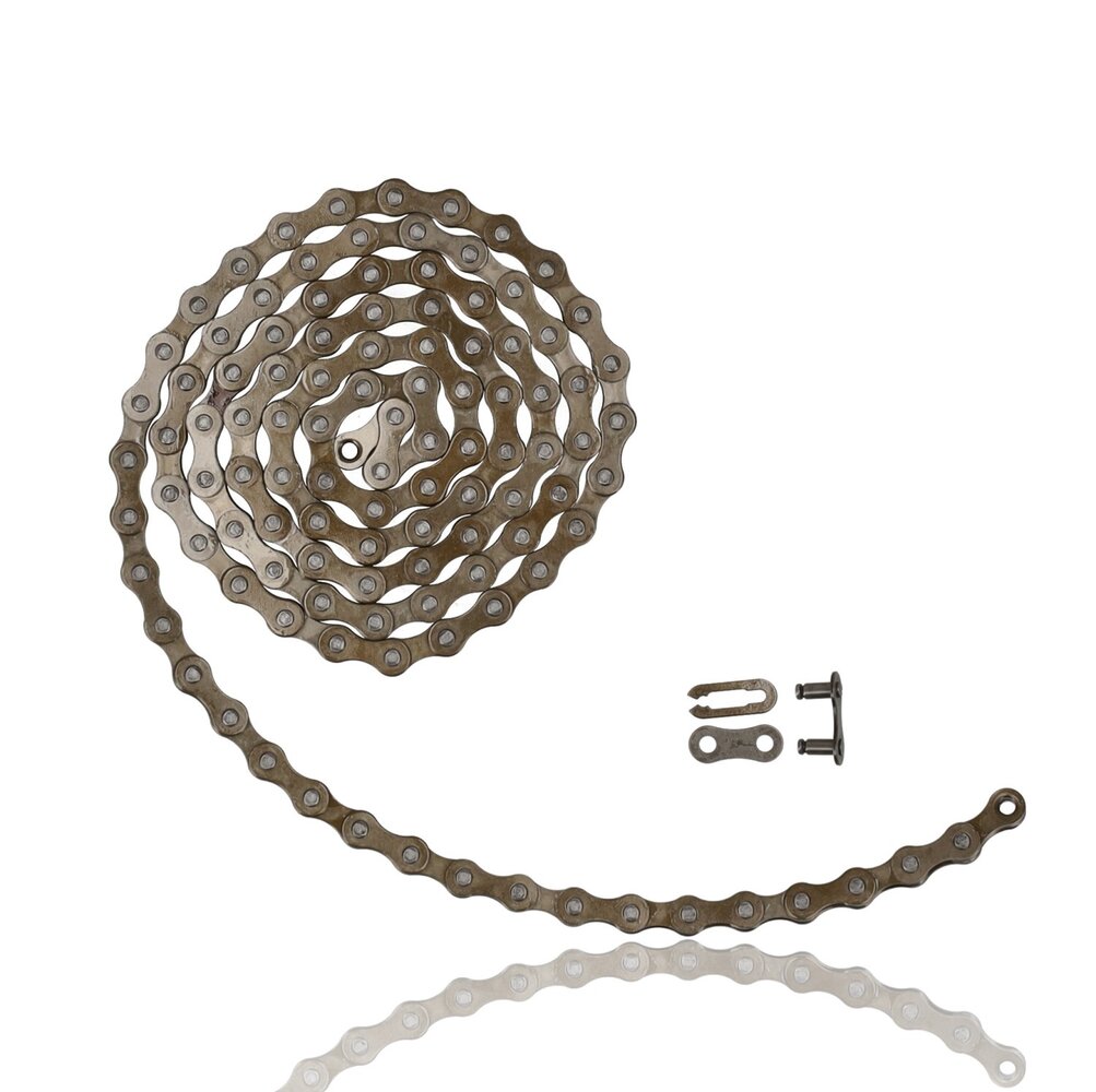 Discountershop Bike Chain 1/2 x 1/8 - Classic Single Speed Bicycle Chain With 112 Links and Connector Link