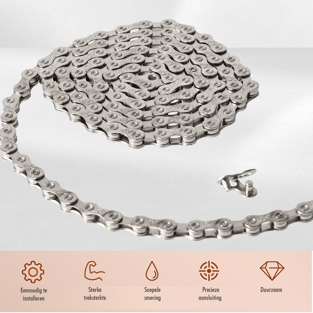 Discountershop Bike Chain 1/2 x 1/8 - Classic Single Speed Bicycle Chain With 112 Links and Connector Link