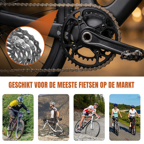 Discountershop Fietsketting 1/2 x 1/8 - Klassieke Single Speed Fietsketting Met 112 Schakels en Connector Link