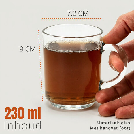 Discountershop Tea Glasses 230 ml with Handle – Glass Tea Mugs for Tea, Coffee and Hot Drinks – Tea Glasses and Coffee Cups Discountershop Tea Glasses 230 ml with Handle – Glass Tea Mugs for Tea, Coffee and Hot Drinks – Tea Glasses and Coffee Cups
